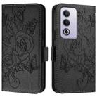 For OPPO A3 Pro 5G Global Embossed Rose RFID Anti-theft Leather Phone Case(Black) - 3