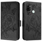 For OPPO A53s 4G / A33 2020 4G Embossed Rose RFID Anti-theft Leather Phone Case(Black) - 3