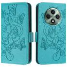 For OPPO Reno 12F Global Embossed Rose RFID Anti-theft Leather Phone Case(Light Blue) - 3