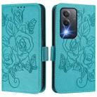 For OPPO K12x 5G Global Embossed Rose RFID Anti-theft Leather Phone Case(Light Blue) - 3