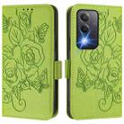 For OPPO A3 PRO 5G India Embossed Rose RFID Anti-theft Leather Phone Case(Green) - 3