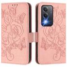 For OPPO A3 PRO 5G India Embossed Rose RFID Anti-theft Leather Phone Case(Pink) - 3