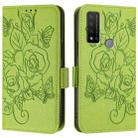 For TCL 20 R 5G Embossed Rose RFID Anti-theft Leather Phone Case(Green) - 2