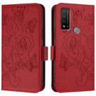 For TCL 20 R 5G Embossed Rose RFID Anti-theft Leather Phone Case(Red) - 2