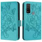 For TCL 20 R 5G Embossed Rose RFID Anti-theft Leather Phone Case(Light Blue) - 2