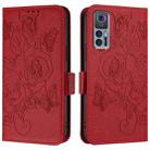 For TCL 30 5G / 4G / 30+ Embossed Rose RFID Anti-theft Leather Phone Case(Red) - 2