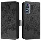 For TCL 30 5G / 4G / 30+ Embossed Rose RFID Anti-theft Leather Phone Case(Black) - 2