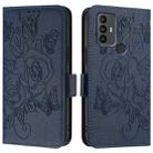 For TCL 30 SE Embossed Rose RFID Anti-theft Leather Phone Case(Dark Blue) - 2