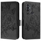 For TCL 30 SE Embossed Rose RFID Anti-theft Leather Phone Case(Black) - 2