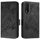 For TCL 30 XE 5G Embossed Rose RFID Anti-theft Leather Phone Case(Black) - 2