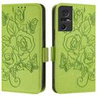 For TCL 40 SE Embossed Rose RFID Anti-theft Leather Phone Case(Green) - 2