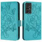 For TCL 40 SE Embossed Rose RFID Anti-theft Leather Phone Case(Light Blue) - 2