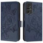 For TCL 40 SE Embossed Rose RFID Anti-theft Leather Phone Case(Dark Blue) - 2