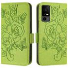 For TCL 40R Embossed Rose RFID Anti-theft Leather Phone Case(Green) - 2