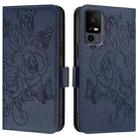For TCL 40R Embossed Rose RFID Anti-theft Leather Phone Case(Dark Blue) - 2
