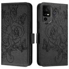 For TCL 40R Embossed Rose RFID Anti-theft Leather Phone Case(Black) - 2