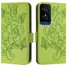 For TCL 50 5G Embossed Rose RFID Anti-theft Leather Phone Case(Green) - 2