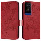 For TCL 50 5G Embossed Rose RFID Anti-theft Leather Phone Case(Red) - 2