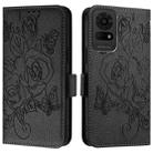 For TCL 50 LE 5G Embossed Rose RFID Anti-theft Leather Phone Case(Black) - 2