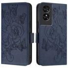 For TCL 50 SE Embossed Rose RFID Anti-theft Leather Phone Case(Dark Blue) - 2