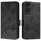 For TCL 50 SE Embossed Rose RFID Anti-theft Leather Phone Case(Black) - 2