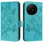 For TCL 50 XL Embossed Rose RFID Anti-theft Leather Phone Case(Light Blue) - 2