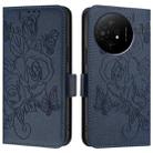 For TCL 50 XL Embossed Rose RFID Anti-theft Leather Phone Case(Dark Blue) - 2