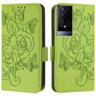 For TCL 50 XE 5G Embossed Rose RFID Anti-theft Leather Phone Case(Green) - 2
