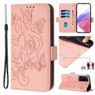 For TCL 50 XE 5G Embossed Rose RFID Anti-theft Leather Phone Case(Pink) - 1