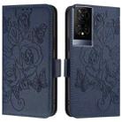 For TCL 50 XE 5G Embossed Rose RFID Anti-theft Leather Phone Case(Dark Blue) - 2