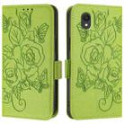 For TCL 201 Embossed Rose RFID Anti-theft Leather Phone Case(Green) - 2