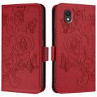 For TCL 201 Embossed Rose RFID Anti-theft Leather Phone Case(Red) - 2