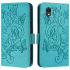 For TCL 201 Embossed Rose RFID Anti-theft Leather Phone Case(Light Blue) - 2