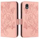 For TCL 201 Embossed Rose RFID Anti-theft Leather Phone Case(Pink) - 2