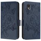 For TCL 201 Embossed Rose RFID Anti-theft Leather Phone Case(Dark Blue) - 2
