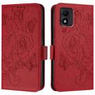 For TCL 303 Embossed Rose RFID Anti-theft Leather Phone Case(Red) - 2