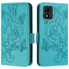For TCL 303 Embossed Rose RFID Anti-theft Leather Phone Case(Light Blue) - 2