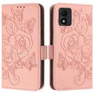 For TCL 303 Embossed Rose RFID Anti-theft Leather Phone Case(Pink) - 2