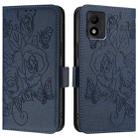 For TCL 303 Embossed Rose RFID Anti-theft Leather Phone Case(Dark Blue) - 2