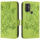 For TCL 305 / 30 SE Embossed Rose RFID Anti-theft Leather Phone Case(Green) - 2