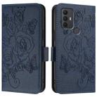 For TCL 305 / 30 SE Embossed Rose RFID Anti-theft Leather Phone Case(Dark Blue) - 2