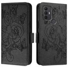 For TCL 306 Embossed Rose RFID Anti-theft Leather Phone Case(Black) - 2