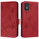 For TCL 403 Embossed Rose RFID Anti-theft Leather Phone Case(Red) - 2