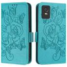 For TCL 403 Embossed Rose RFID Anti-theft Leather Phone Case(Light Blue) - 2