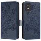 For TCL 403 Embossed Rose RFID Anti-theft Leather Phone Case(Dark Blue) - 2