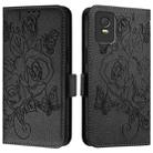 For TCL 403 Embossed Rose RFID Anti-theft Leather Phone Case(Black) - 2