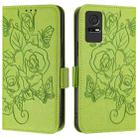 For TCL 405 / 406 / 408 Embossed Rose RFID Anti-theft Leather Phone Case(Green) - 2