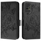 For TCL 405 / 406 / 408 Embossed Rose RFID Anti-theft Leather Phone Case(Black) - 2