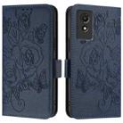 For TCL 501 Embossed Rose RFID Anti-theft Leather Phone Case(Dark Blue) - 2