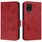 For TCL 502 Embossed Rose RFID Anti-theft Leather Phone Case(Red) - 2